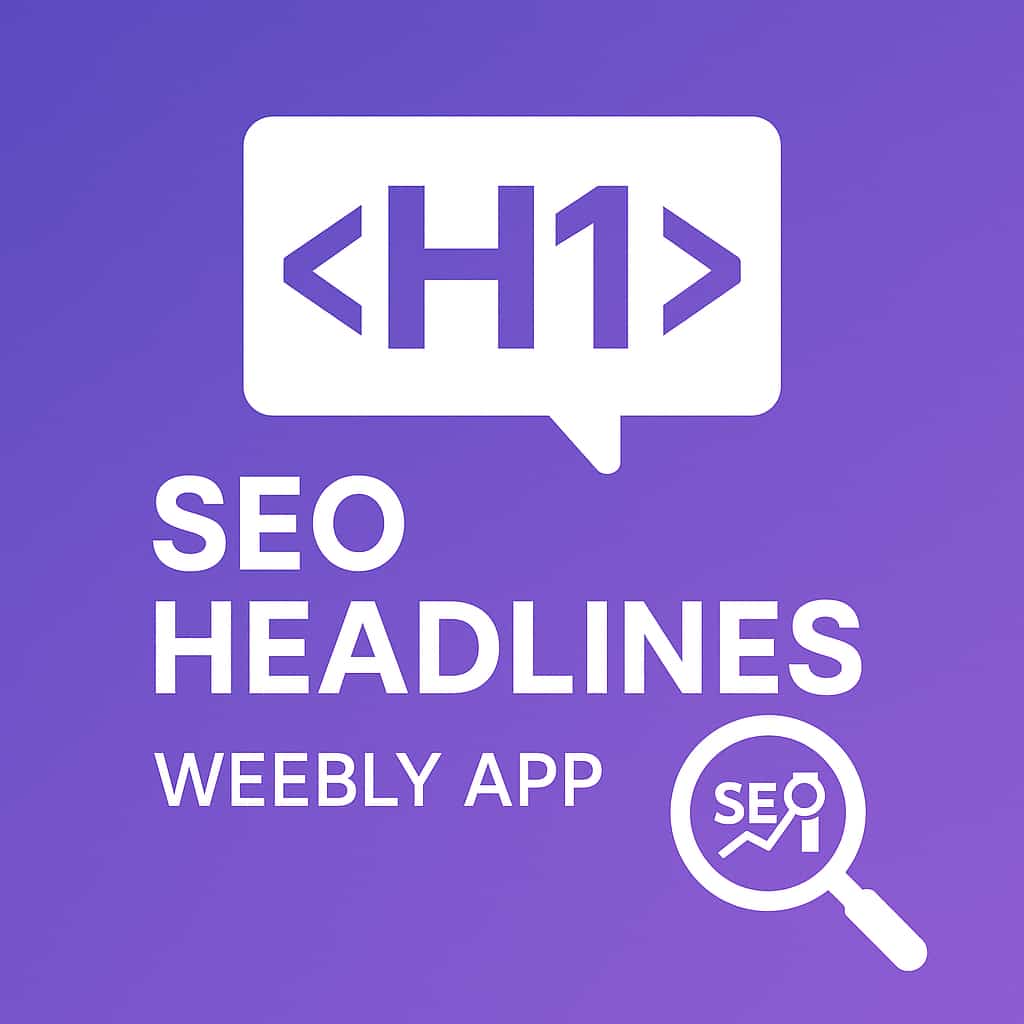 Weebly SEO Headlines app — H1 through H6 heading tags added to a Weebly website with full style customization