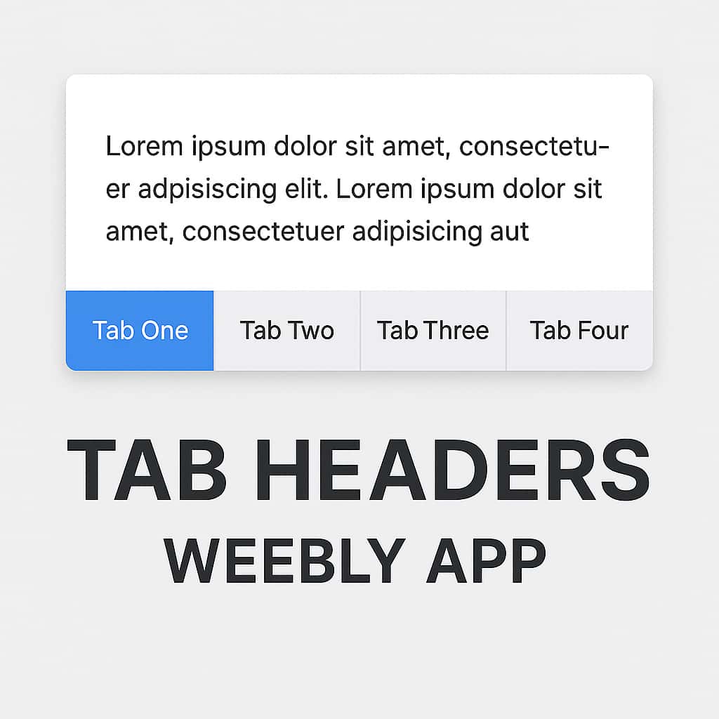Weebly Tab Headers app &mdash; responsive tab layout with content panel displayed above the tab navigation links on a Weebly page