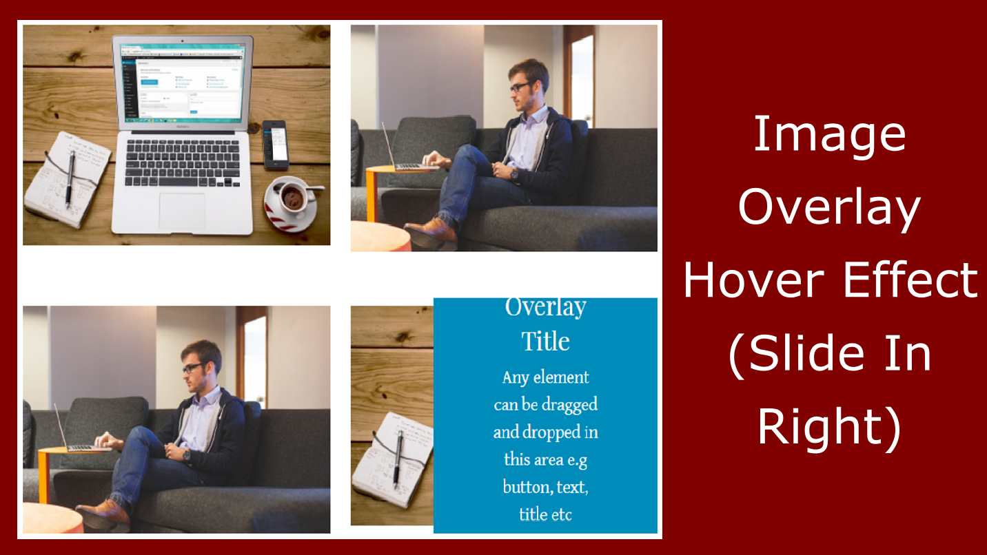 Weebly Image Overlay app &mdash; animated hover effect showing overlay content appearing over an image on a Weebly website