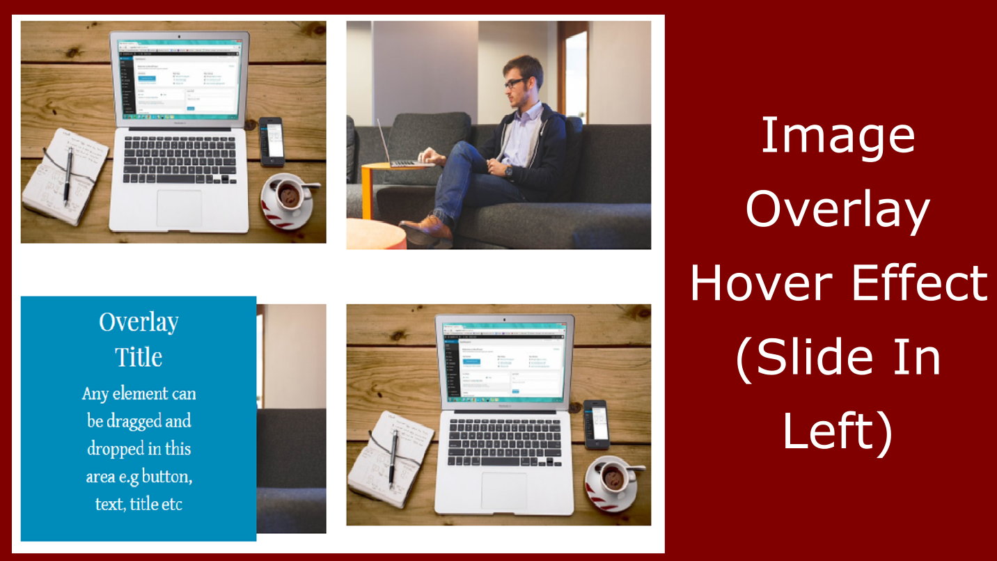 Weebly Image Overlay app &mdash; animated hover effect showing overlay content appearing over an image on a Weebly website