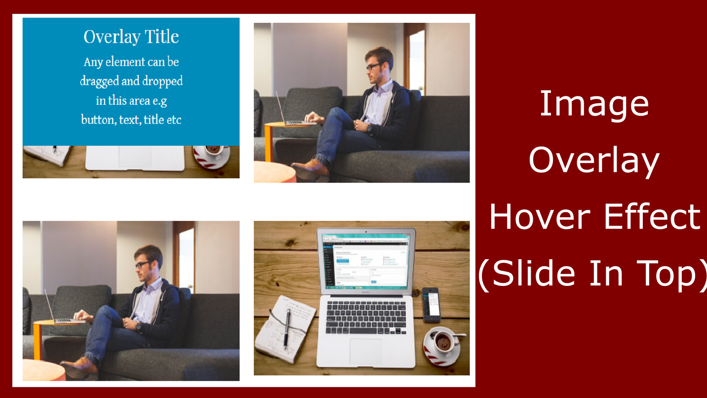 Weebly Image Overlay app &mdash; animated hover effect showing overlay content appearing over an image on a Weebly website