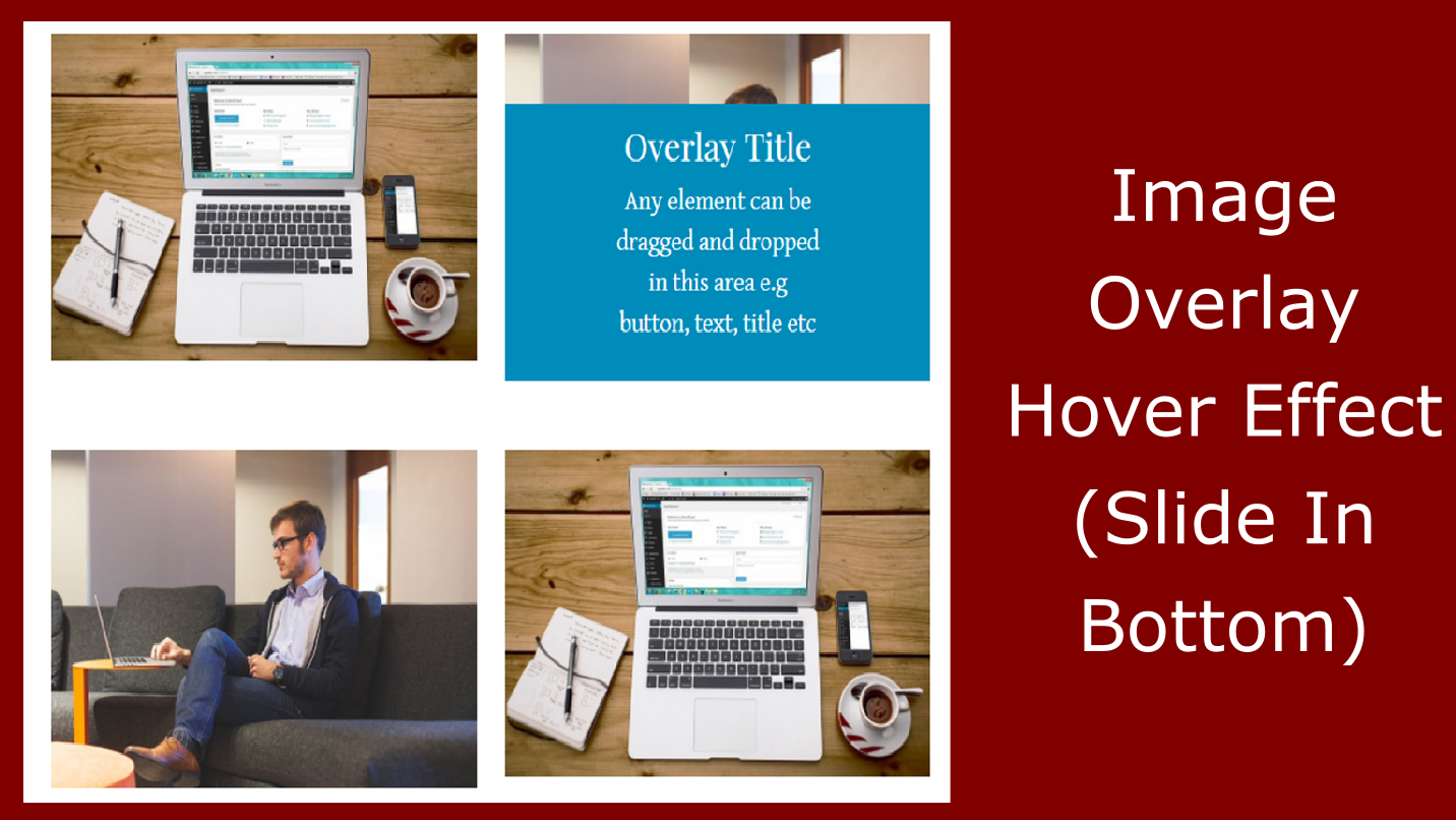 Weebly Image Overlay app &mdash; animated hover effect showing overlay content appearing over an image on a Weebly website