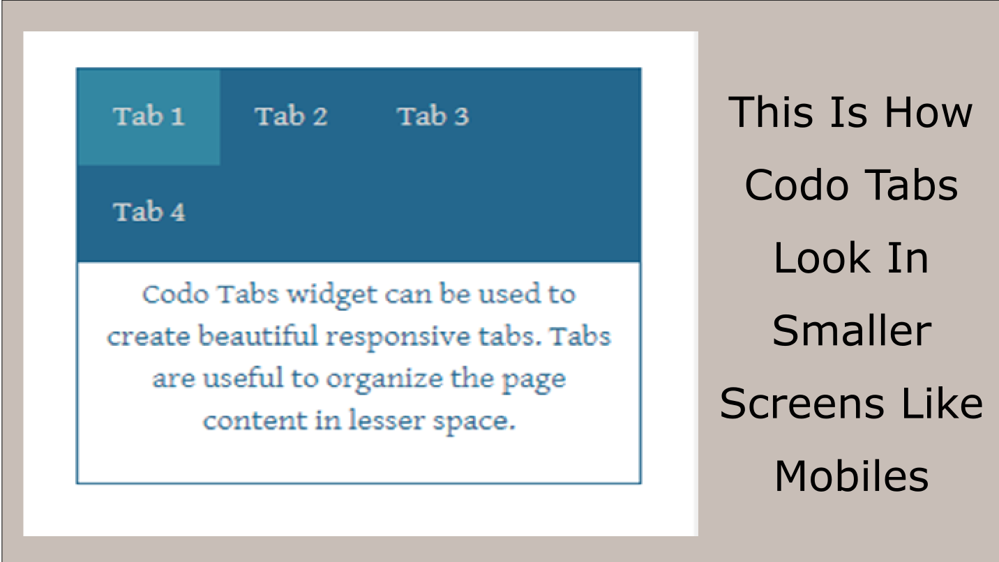 Codo Tabs &mdash; responsive tab layout showing how tabs reformat across different screen widths on a Weebly site