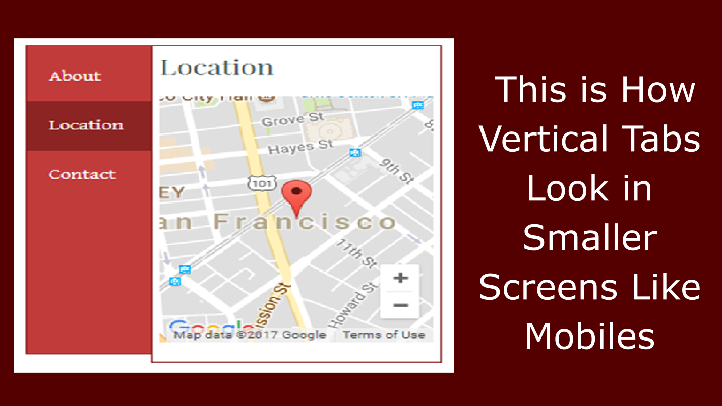 Vertical Tabs &mdash; responsive tab layout showing how vertical tabs reformat across different screen widths on a Weebly site