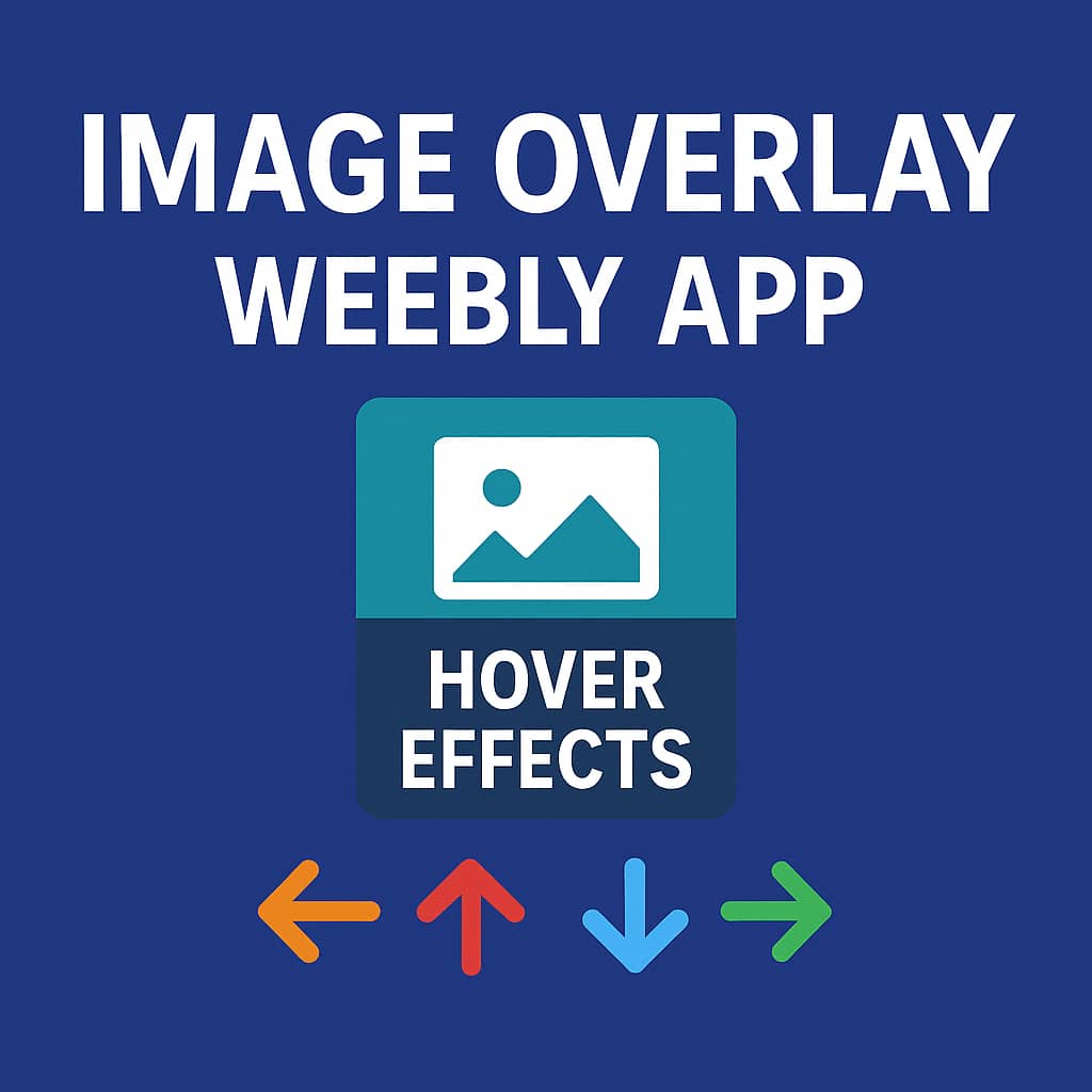 Weebly Image Overlay app &mdash; animated hover effect showing overlay content appearing over an image on a Weebly website