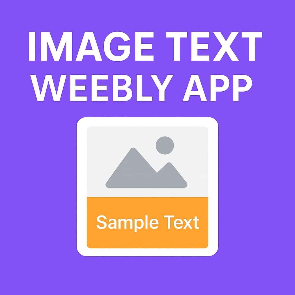 Weebly Image Text app &mdash; transparent coloured overlay band showing text description positioned at the bottom of a Weebly image