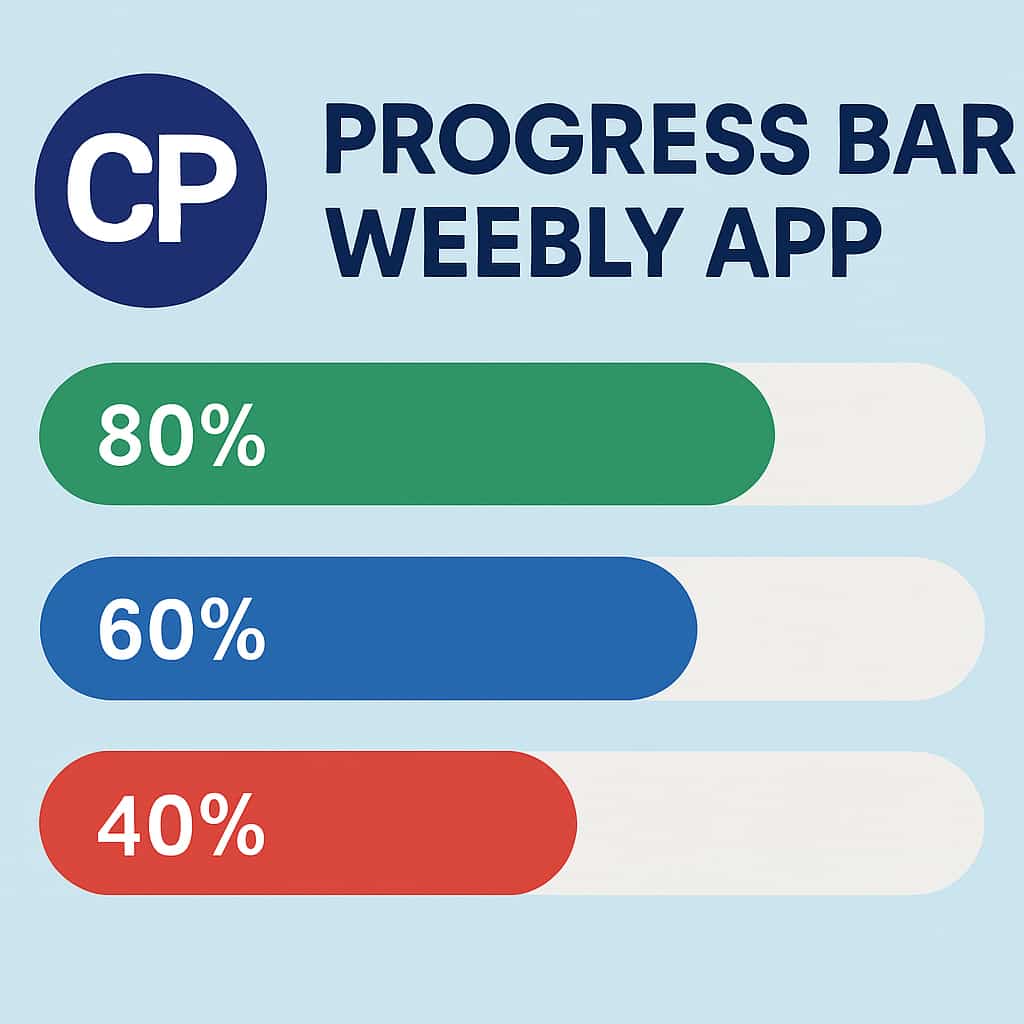 Weebly Progress Bar app &mdash; multiple animated progress bars at different percentages shown on a Weebly page
